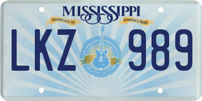 MS license plate LKZ989