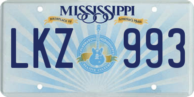 MS license plate LKZ993