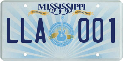 MS license plate LLA001