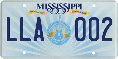 MS license plate LLA002