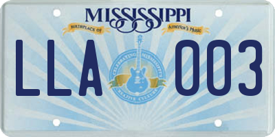 MS license plate LLA003