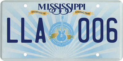 MS license plate LLA006