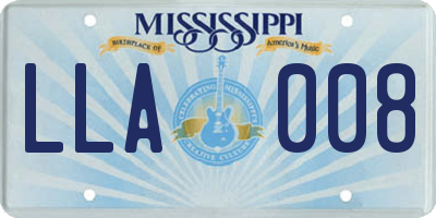 MS license plate LLA008
