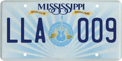 MS license plate LLA009