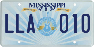 MS license plate LLA010