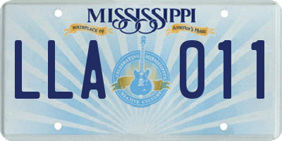 MS license plate LLA011