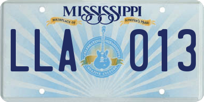 MS license plate LLA013