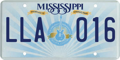MS license plate LLA016