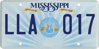 MS license plate LLA017