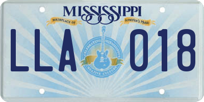MS license plate LLA018