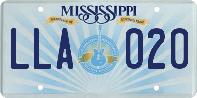 MS license plate LLA020