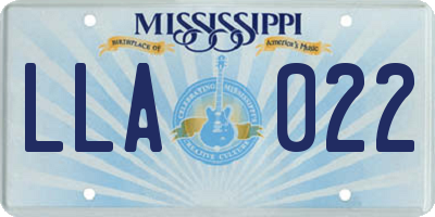 MS license plate LLA022