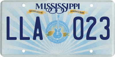 MS license plate LLA023