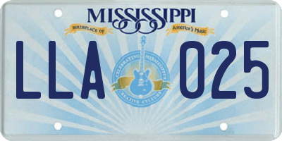 MS license plate LLA025
