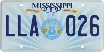 MS license plate LLA026