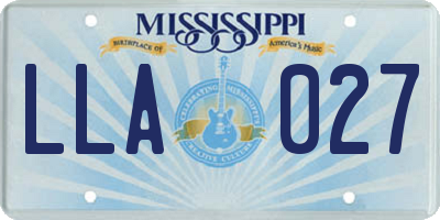 MS license plate LLA027