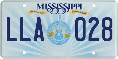 MS license plate LLA028