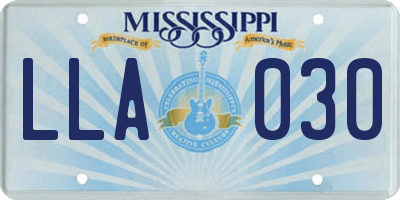 MS license plate LLA030
