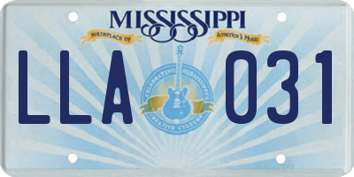 MS license plate LLA031