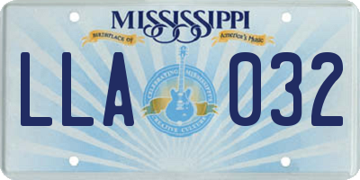 MS license plate LLA032