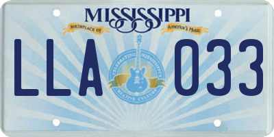 MS license plate LLA033