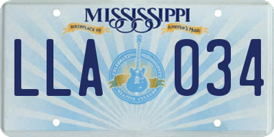 MS license plate LLA034