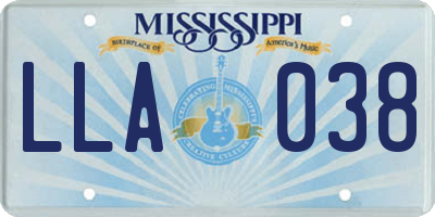 MS license plate LLA038
