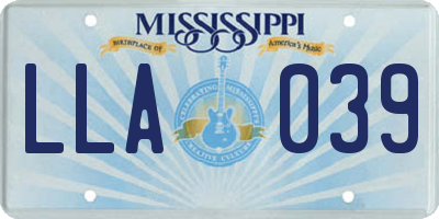 MS license plate LLA039