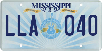 MS license plate LLA040