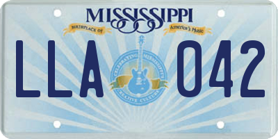 MS license plate LLA042