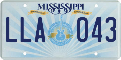 MS license plate LLA043
