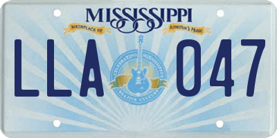MS license plate LLA047