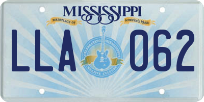 MS license plate LLA062