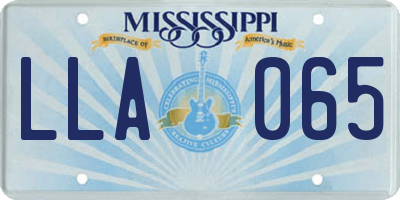 MS license plate LLA065