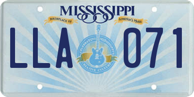 MS license plate LLA071