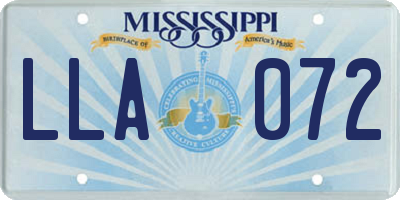 MS license plate LLA072