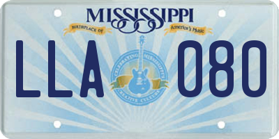 MS license plate LLA080