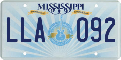 MS license plate LLA092