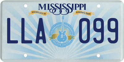 MS license plate LLA099