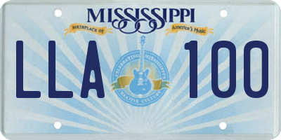 MS license plate LLA100