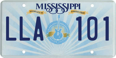 MS license plate LLA101