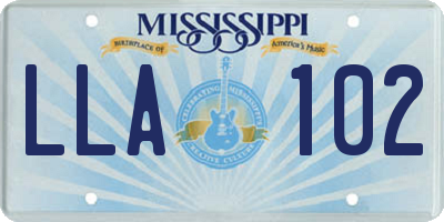 MS license plate LLA102