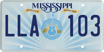 MS license plate LLA103