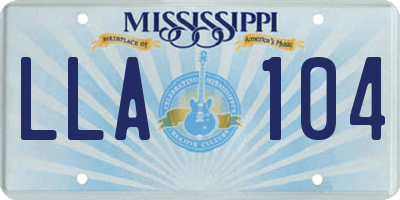 MS license plate LLA104