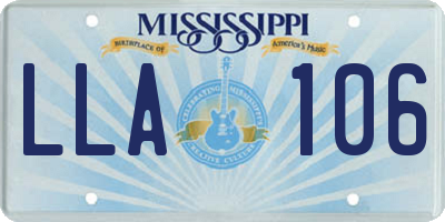 MS license plate LLA106