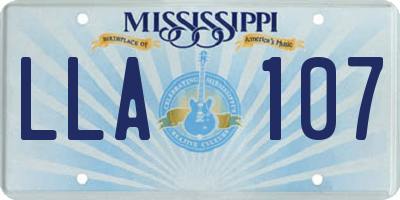 MS license plate LLA107