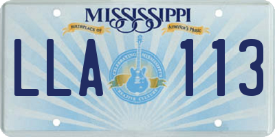 MS license plate LLA113