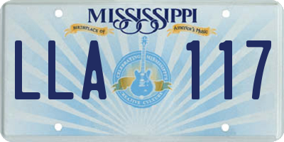 MS license plate LLA117