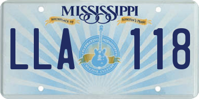 MS license plate LLA118