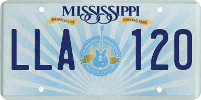 MS license plate LLA120
